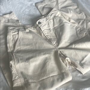 Aritzia - TNA Cream Denim Jeans / “Painter Pants” - Cargo Style